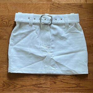 I.AM.GIA Women's White Skirt Faux Leather Belt Mini Micro xxs Moto Bodycon